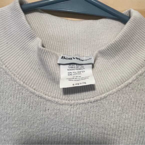 Bon Worth Womens Sweater Sz PM Ivory Floral Embroidery Crew Neck Long Sleeve - Picture 8 of 8